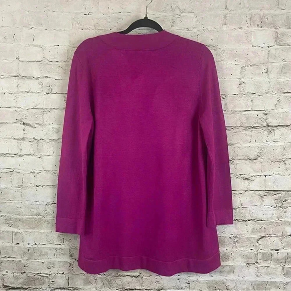 Soft Surroundings Medium V Neck Long Sleeve Fuchsia Top Blouse Viscose Polyamide - Picture 6 of 7